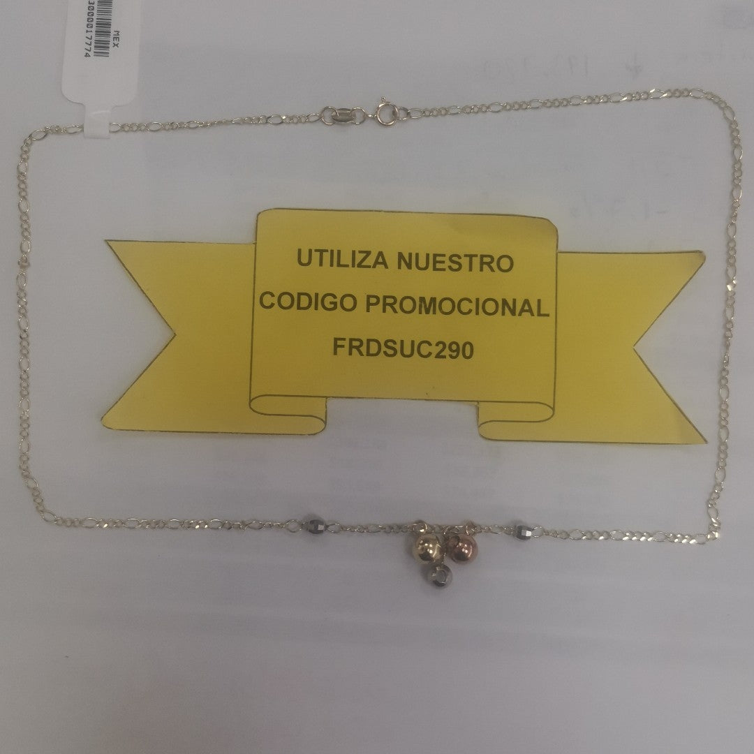 CADENA GARGANTILLA 3X1 CON ESFERAS COMBINADAS 14K 45 CM 3.1 GR (NUEVO)