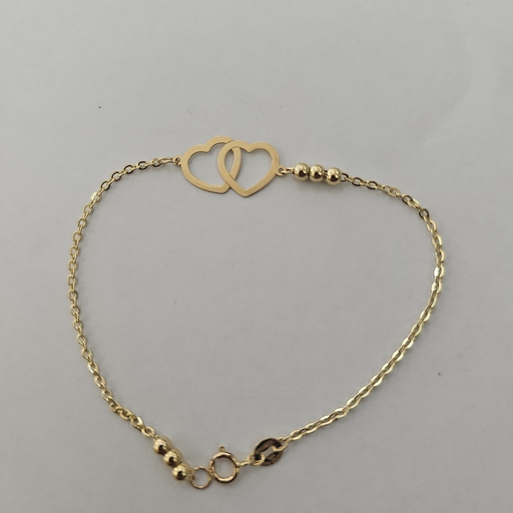 PULSERA TEJIDO ESPECIAL C CORAZONES 14K 18 CM 1.7 GR (NUEVO)