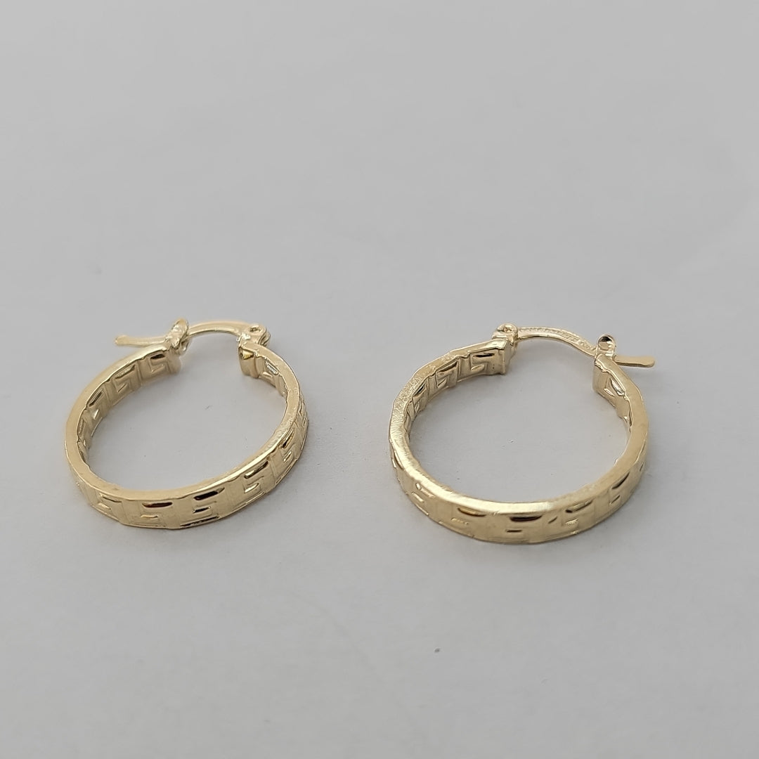ARETES TEJIDO ARRACADAS TIPO GRECAS 14K 2.2 GR (NUEVO)