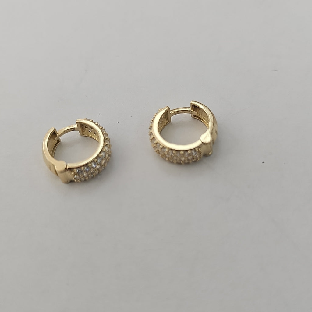 ARETES HUGGIE CON CIRCONIAS 14K 2.2 GR (NUEVO)