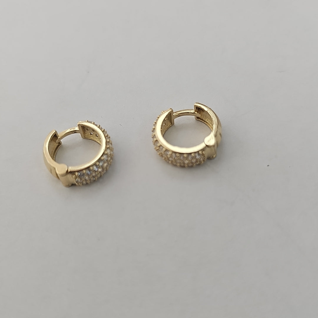 ARETES HUGGIE CON CIRCONIAS 14K 2.2 GR (NUEVO)