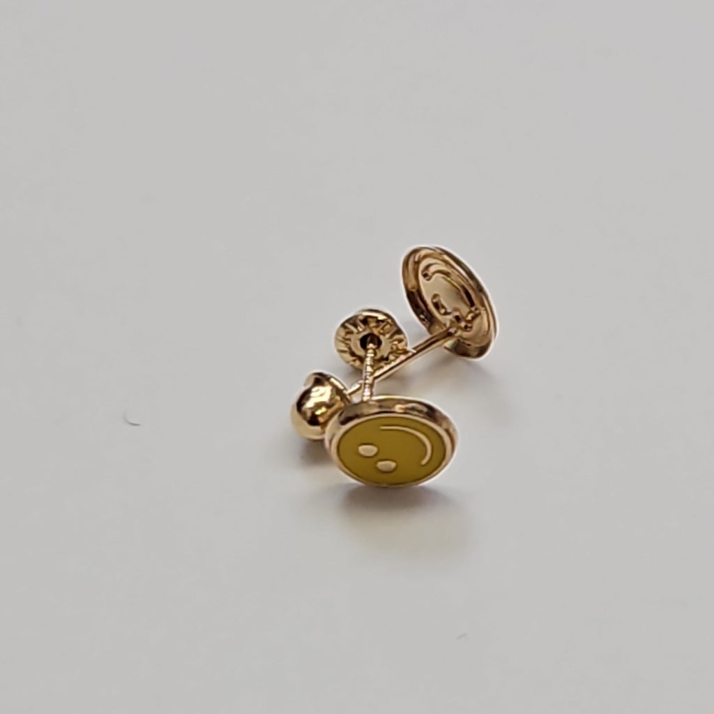 BROQUELES BROQUEL FIG SONRISA ESMALTE AMARILLO 14K 0.2074 GR (NUEVO)