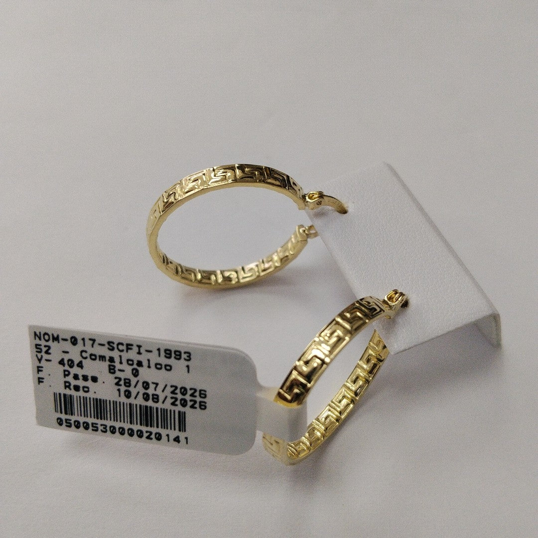 ARETES TEJIDO ARRACADA CON GRECAS 14K 2.6 GR (NUEVO)