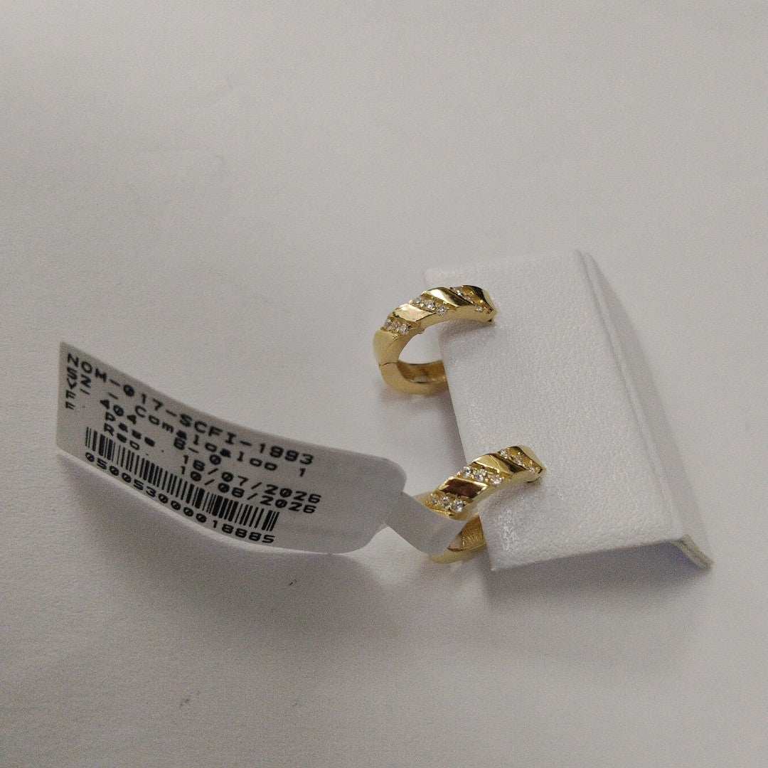 ARETES HUGGIES CON CIRCONIAS 14K 2.3 GR (NUEVO)