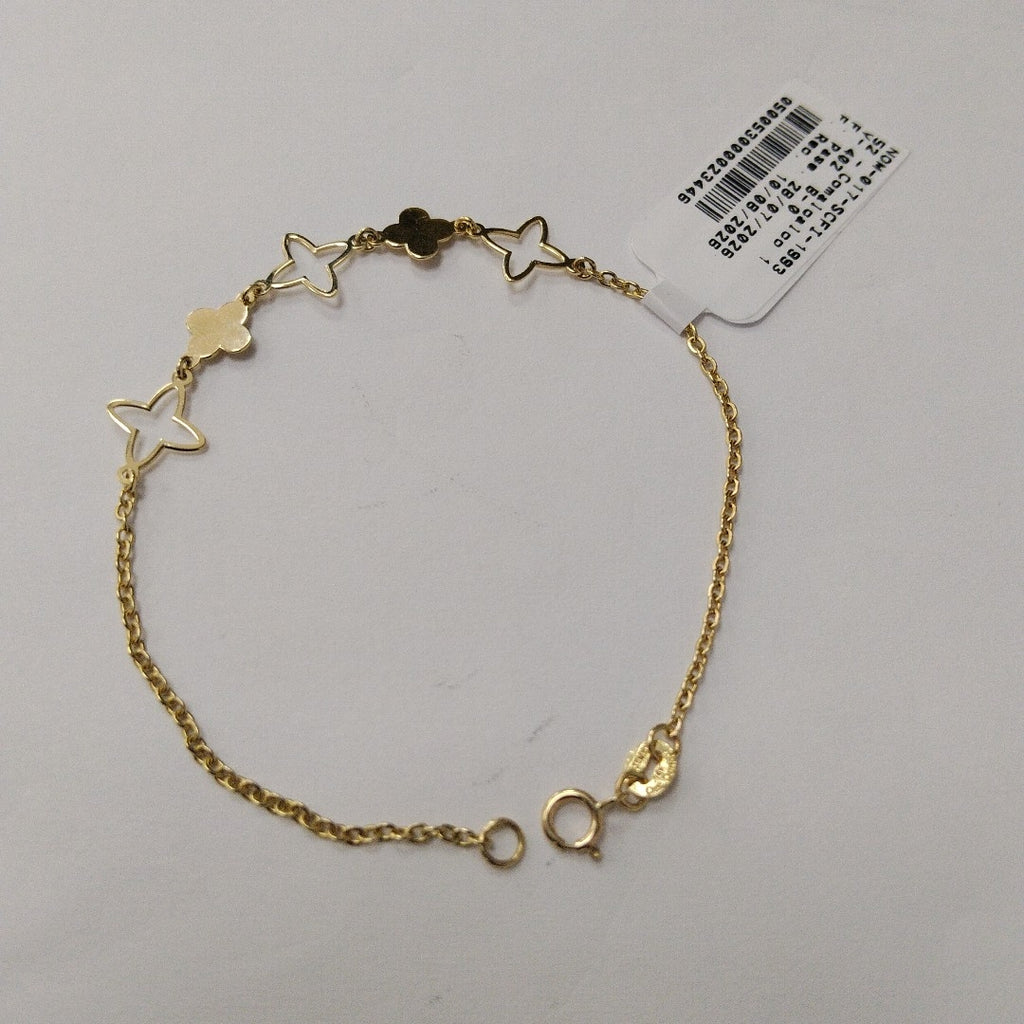 PULSERA TEJIDO ESP CON TREBOL 14K 18 CM 1.5 GR (NUEVO)