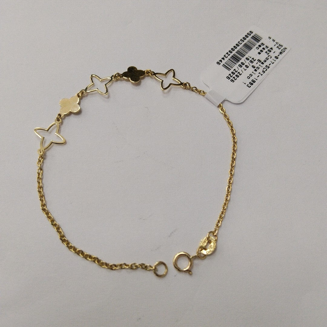PULSERA TEJIDO ESP CON TREBOL 14K 18 CM 1.5 GR (NUEVO)