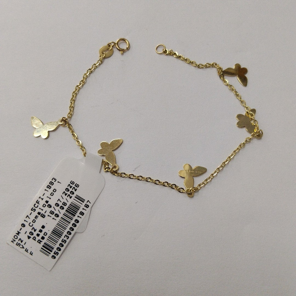 PULSERA ESPECIAL CON MARIPOSAS 14K 18 CM 2.1 GR (NUEVO)