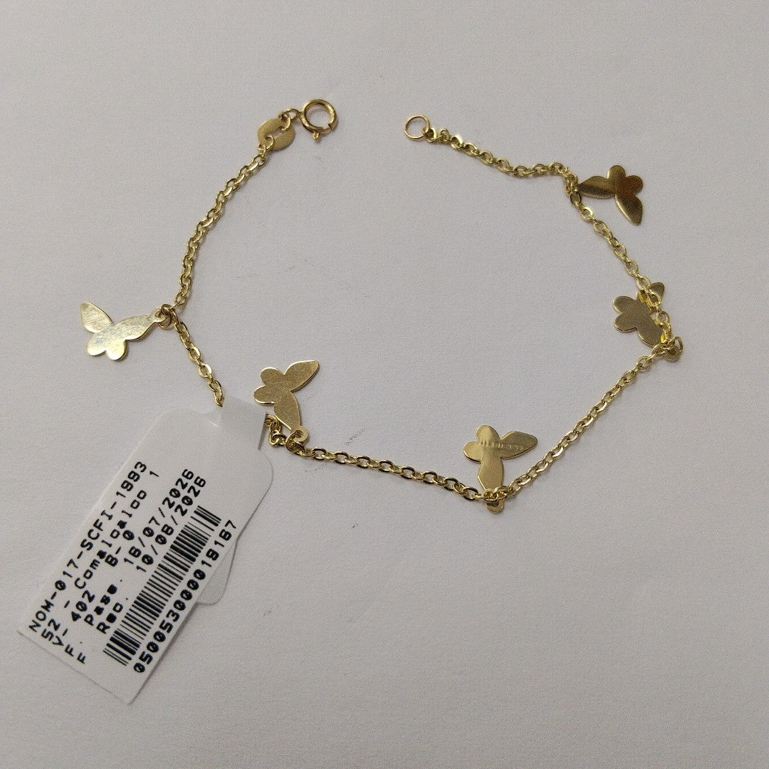 PULSERA ESPECIAL CON MARIPOSAS 14K 18 CM 2.1 GR (NUEVO)