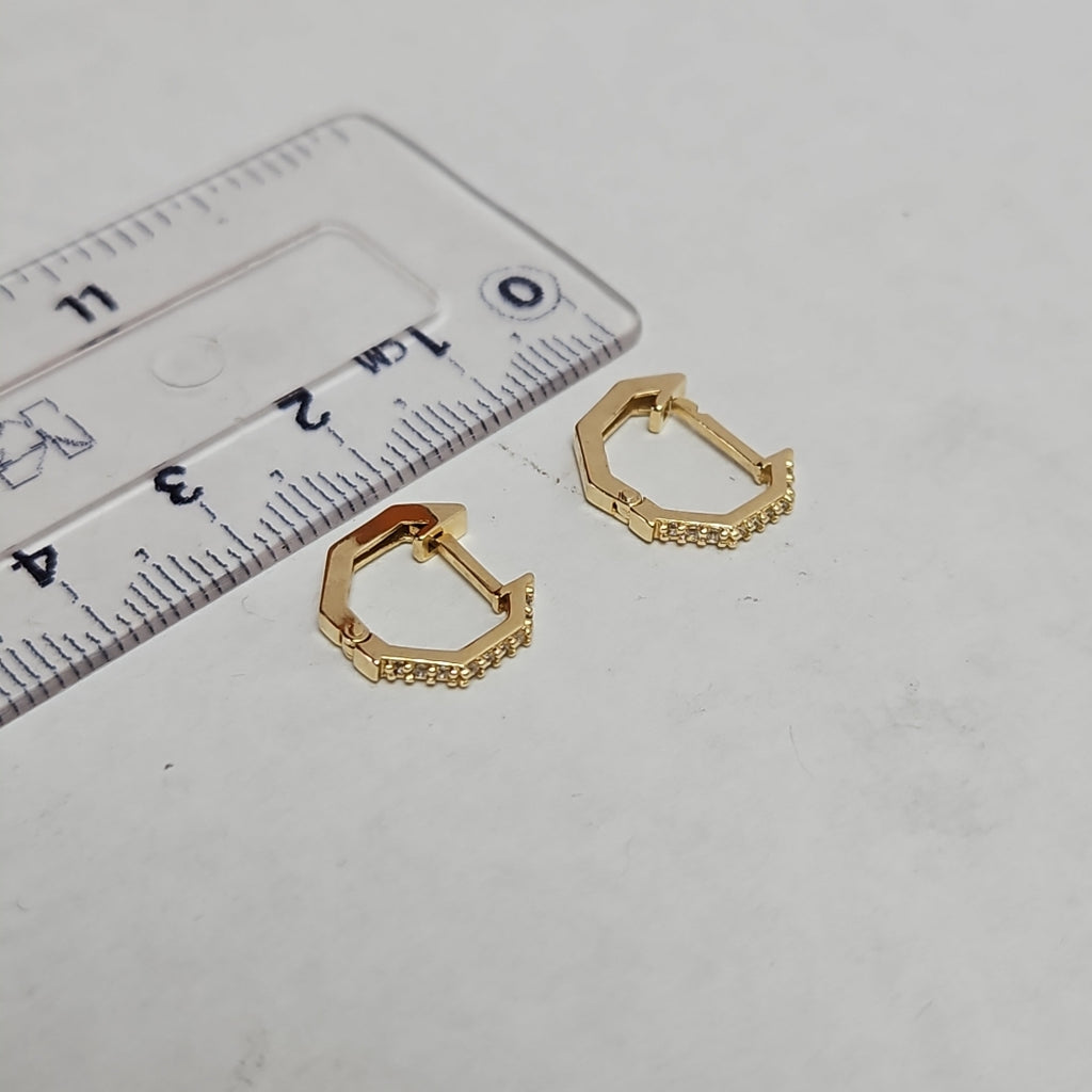 ARETES HUGGIES C CIRCONIAS 14K 1.7 GR (NUEVO)
