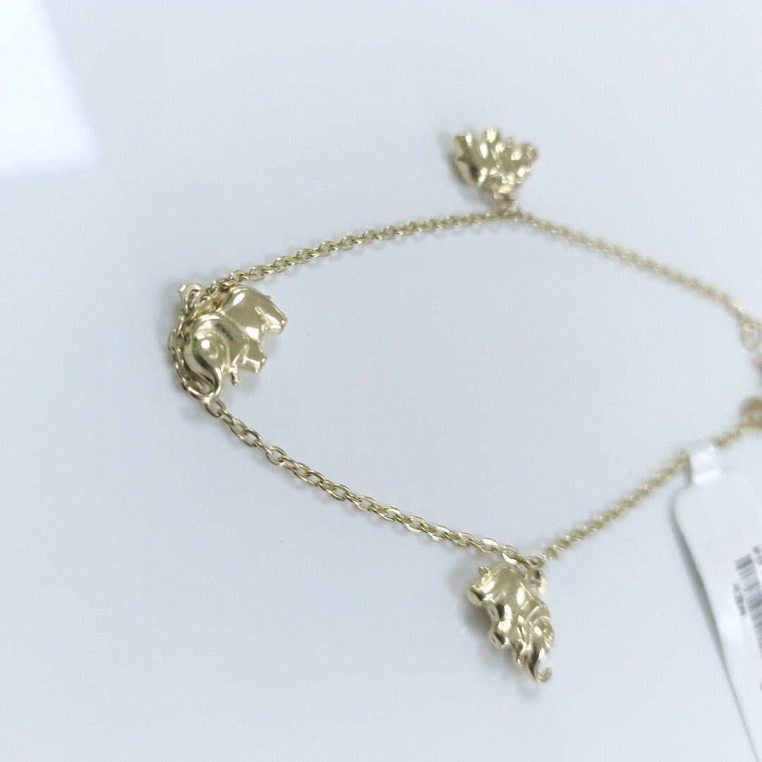 PULSERA ESPECIAL CON DIJES ELEFANTES 10K 18 CM 2.1 GR (NUEVO)