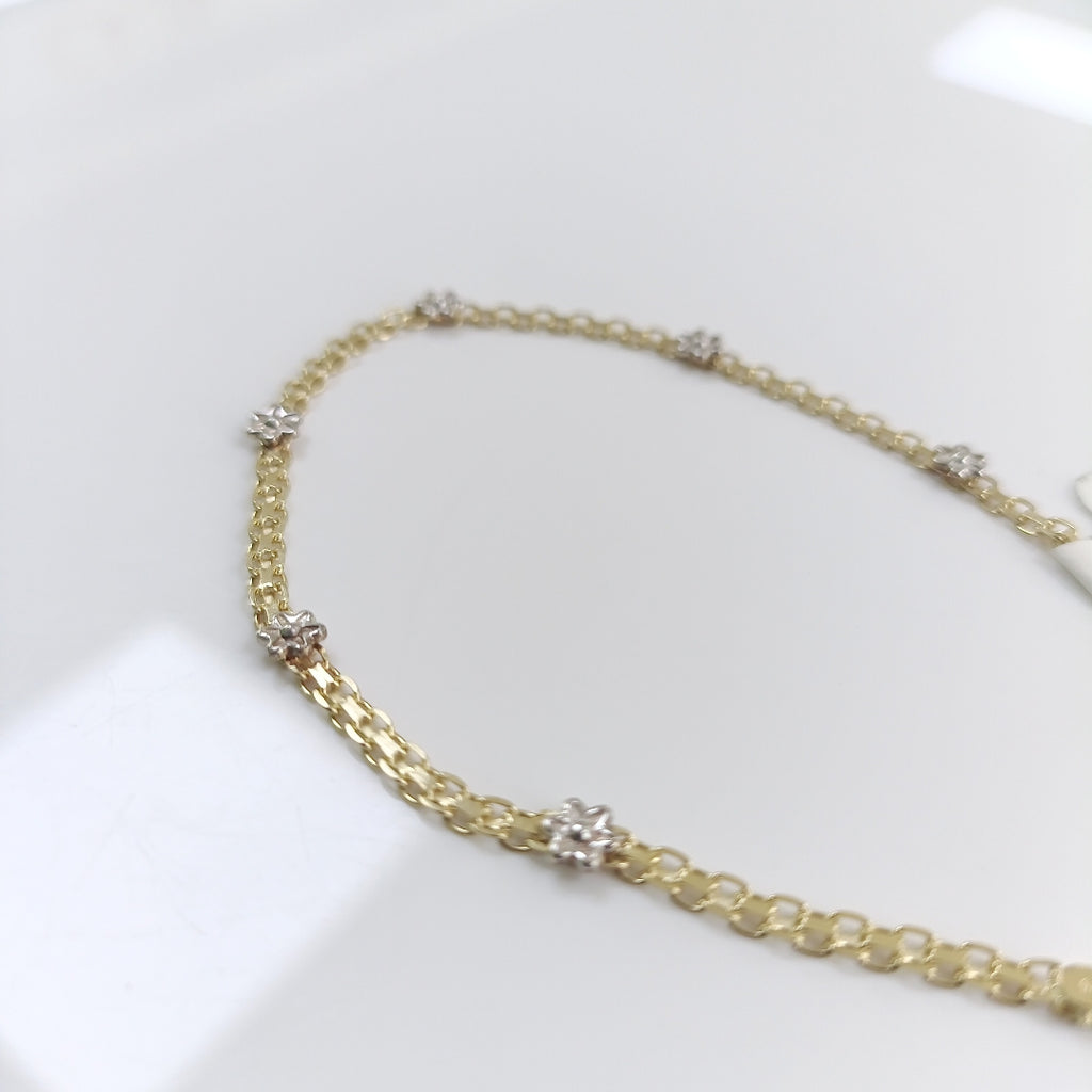 PULSERA ESPECIAL C FLORES 14K 18 CM 2.9 GR (NUEVO)