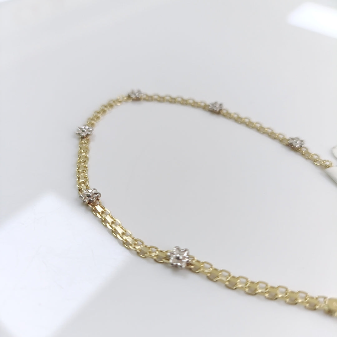 PULSERA ESPECIAL C FLORES 14K 18 CM 2.9 GR (NUEVO)