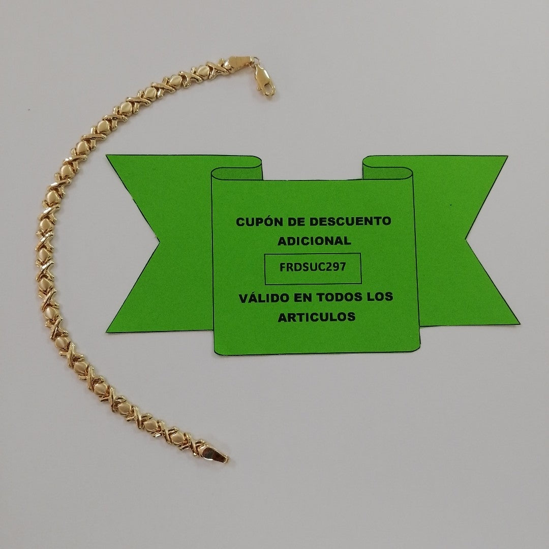 PULSERA ESPECIAL XOXO 14K 18 CM 6.1 GR (NUEVO)