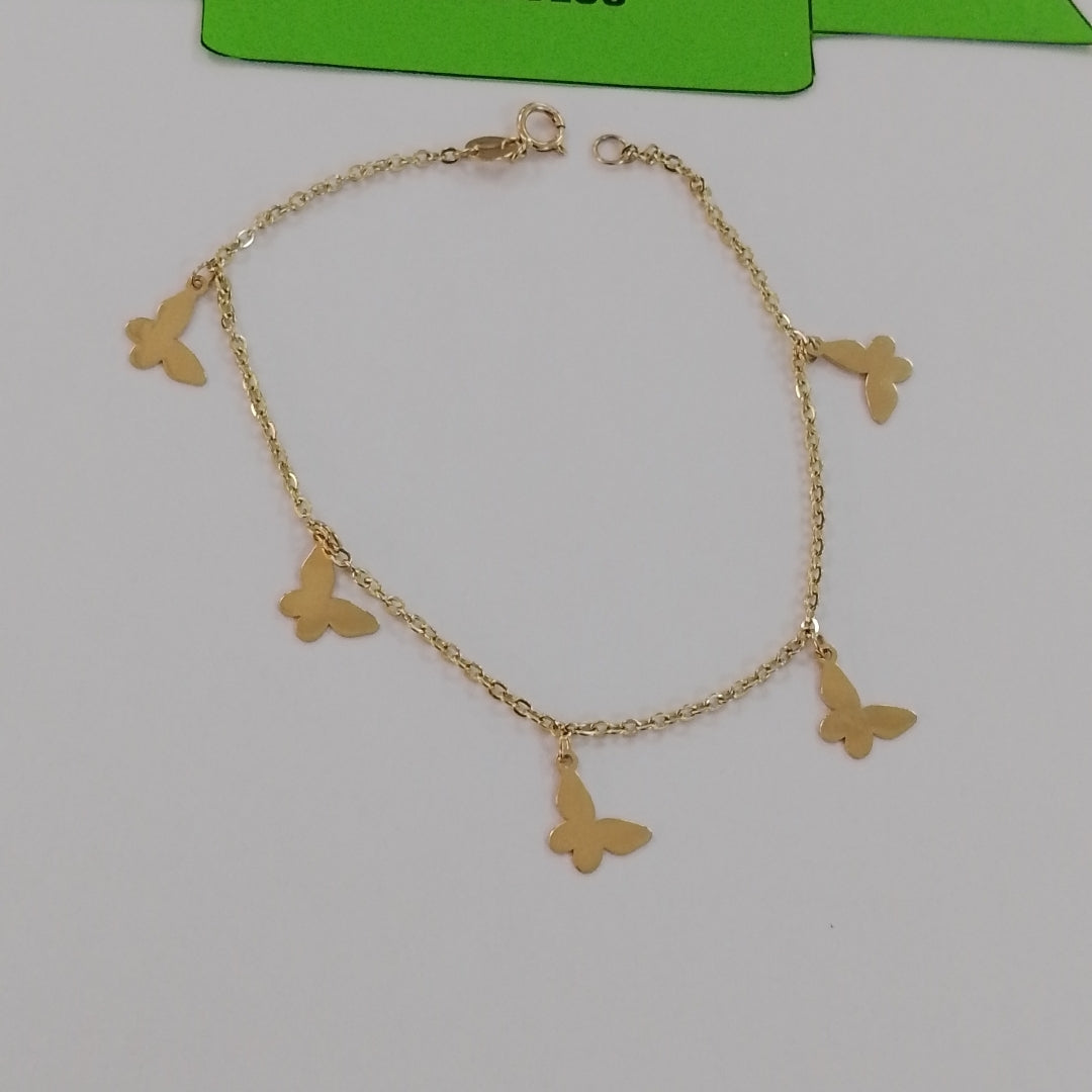 PULSERA ESPECIAL CON MARIPOSAS 14K 18 CM 2 GR (NUEVO)