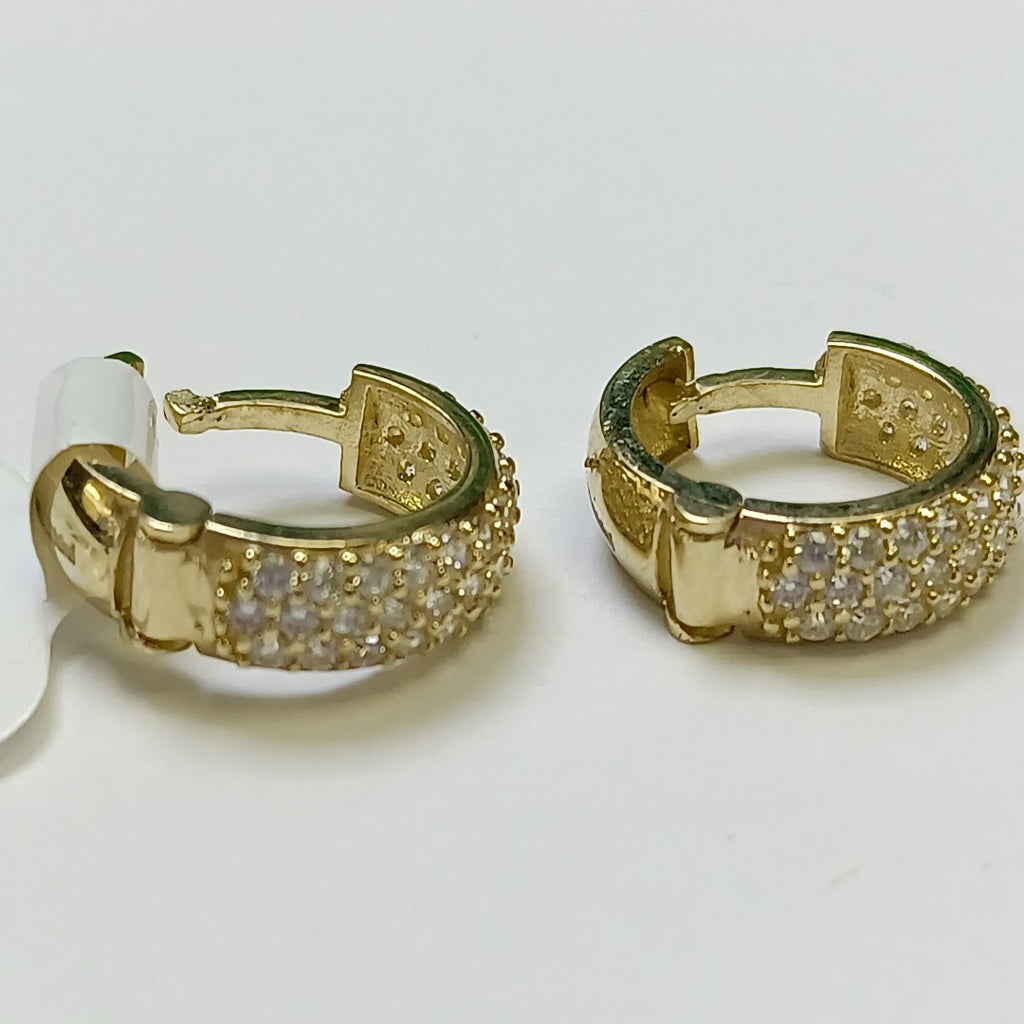 ARETES HUGGIE CON CIRCONIAS 14K 2.1 GR (NUEVO)