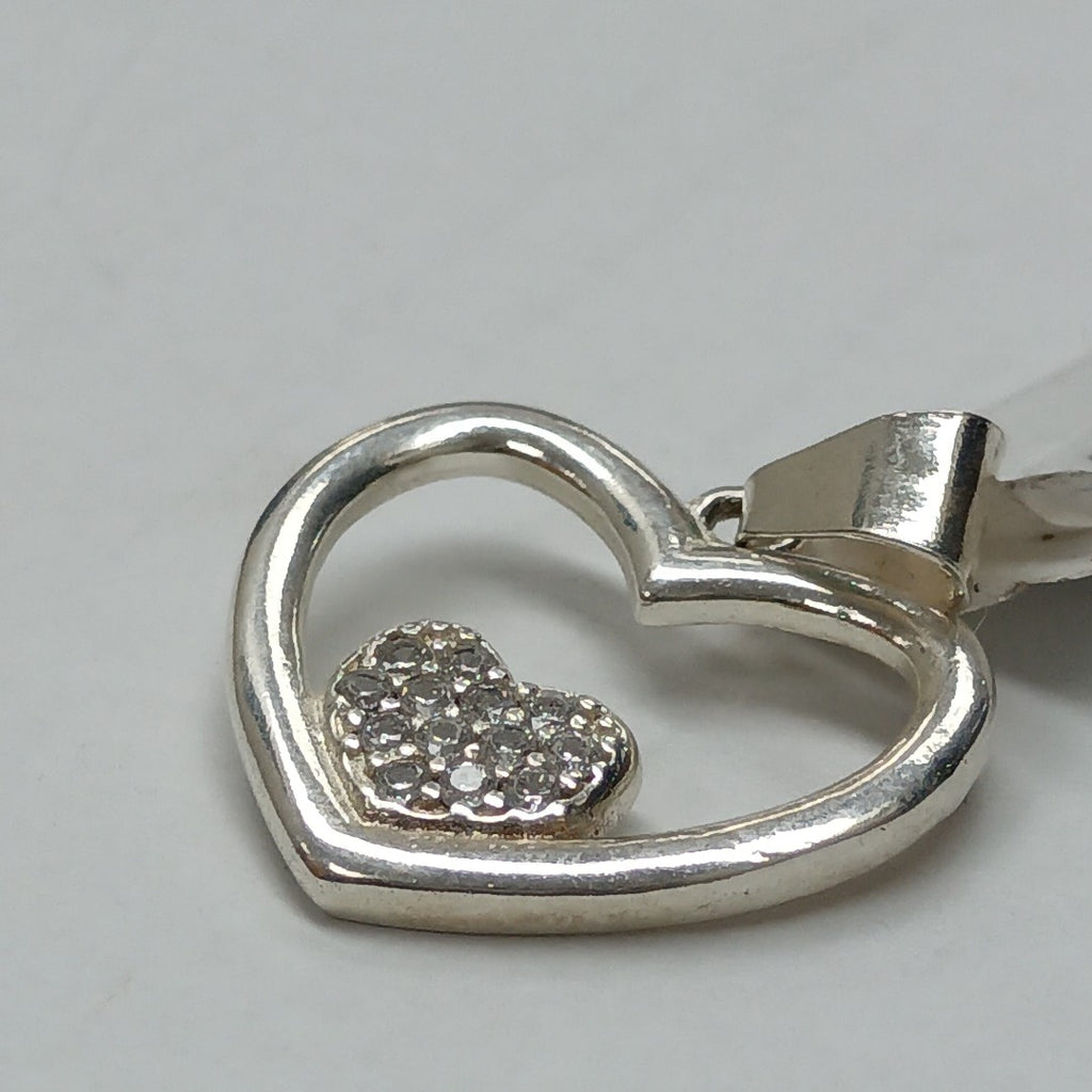 DIJE CORAZON C/CIRCONIAS PLATA .925 2.5 GR (NUEVO)