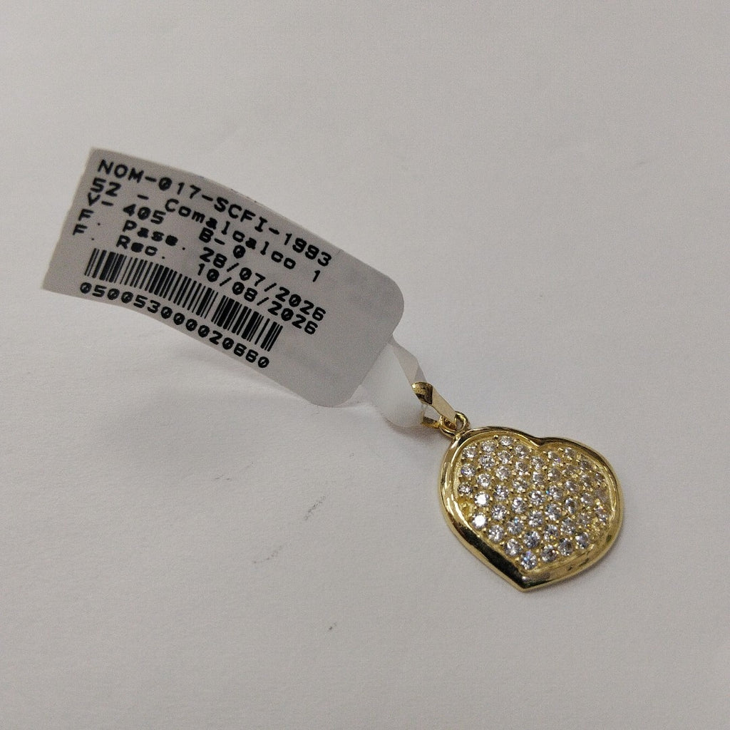 DIJE TEJIDO CORAZON CON CIRCONIAS 14K 1.8 GR (NUEVO)