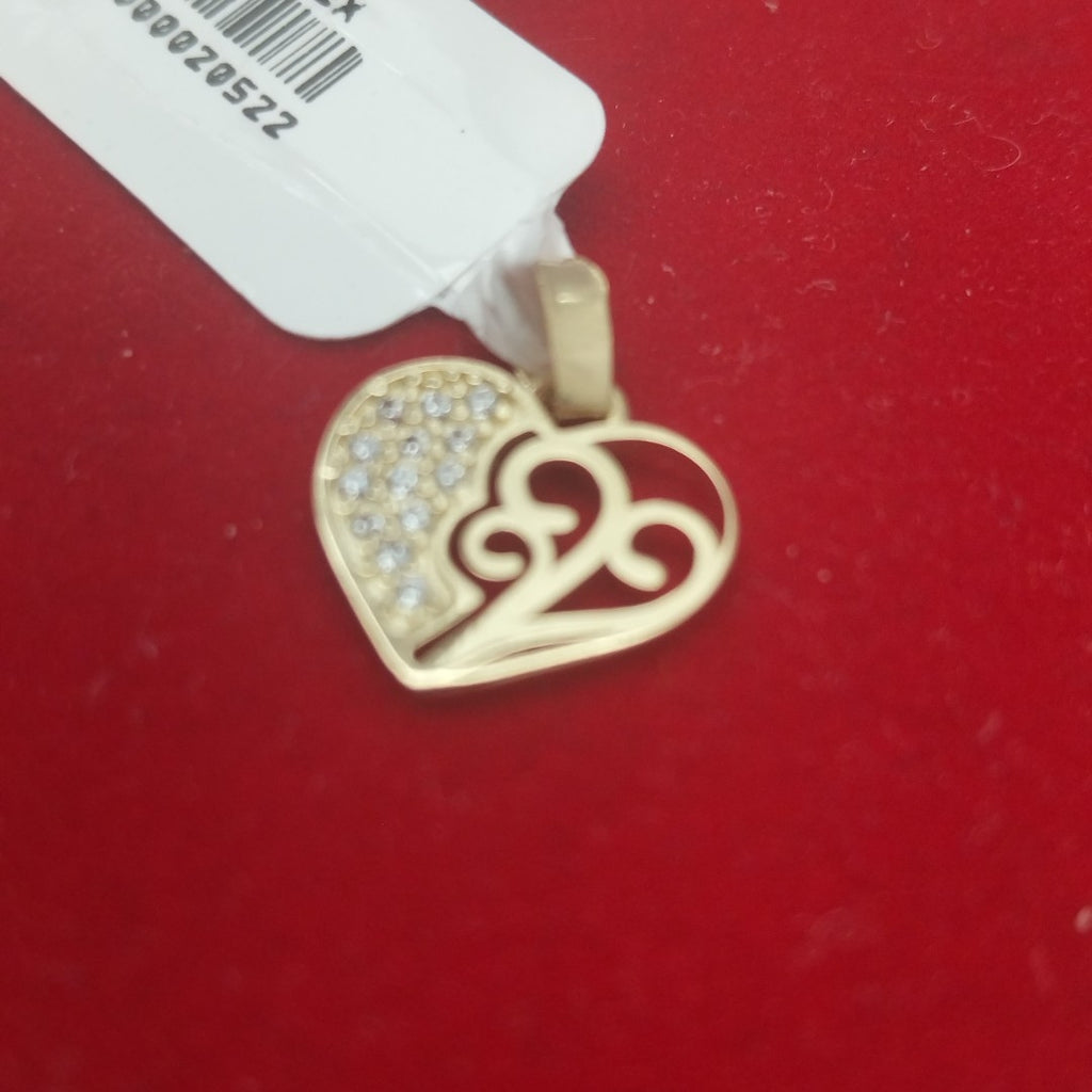 DIJE TEJIDO CORAZON CON CIRCONIAS Y ARBOL DE LA VIDA 14K 0.8 GR (NUEVO)