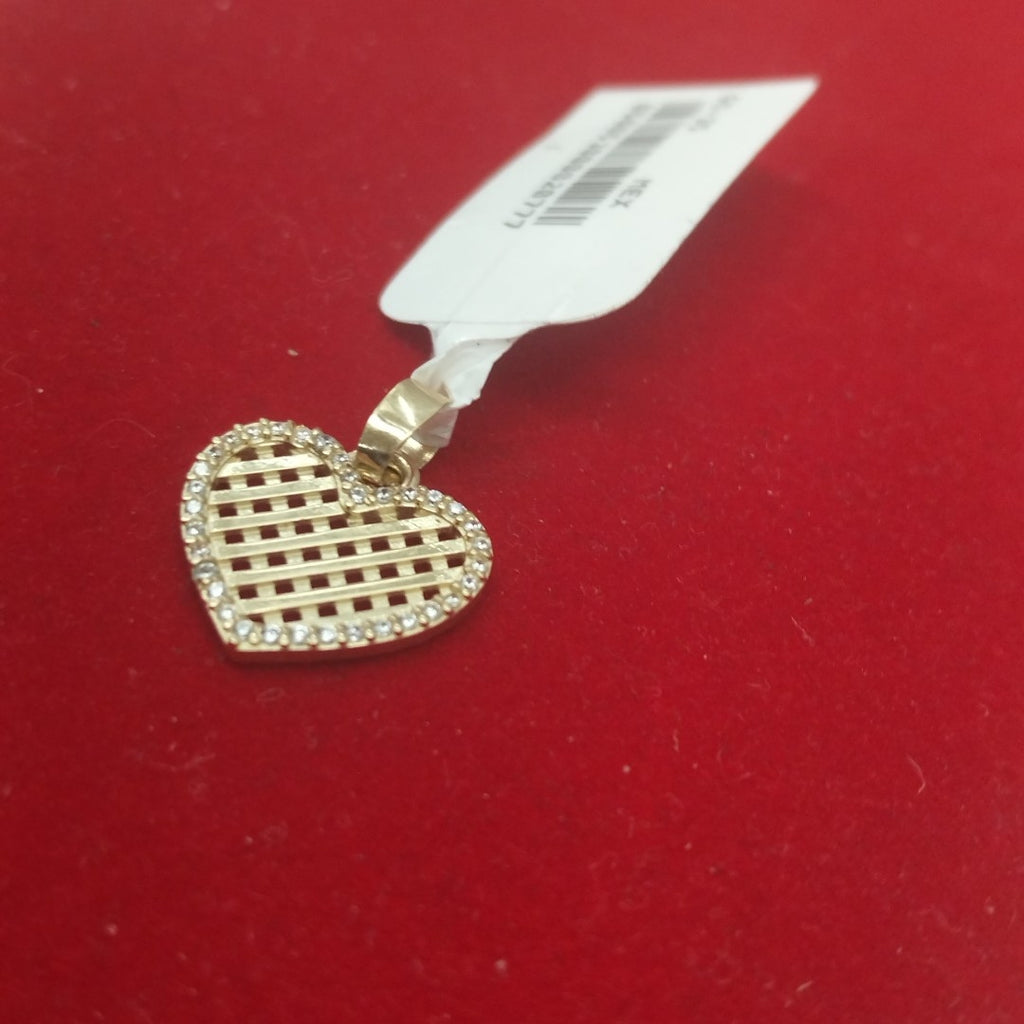 DIJE TEJIDO CORAZON CON CERCO DE CIRCONIAS 14K 1.2 GR (NUEVO)