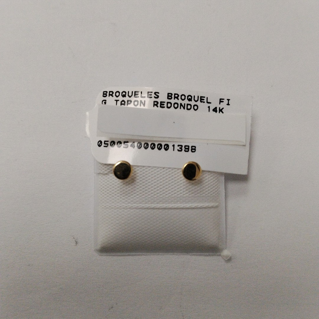 BROQUELES BROQUEL FIG TAPON REDONDO 14K 0.1408 GR (NUEVO)