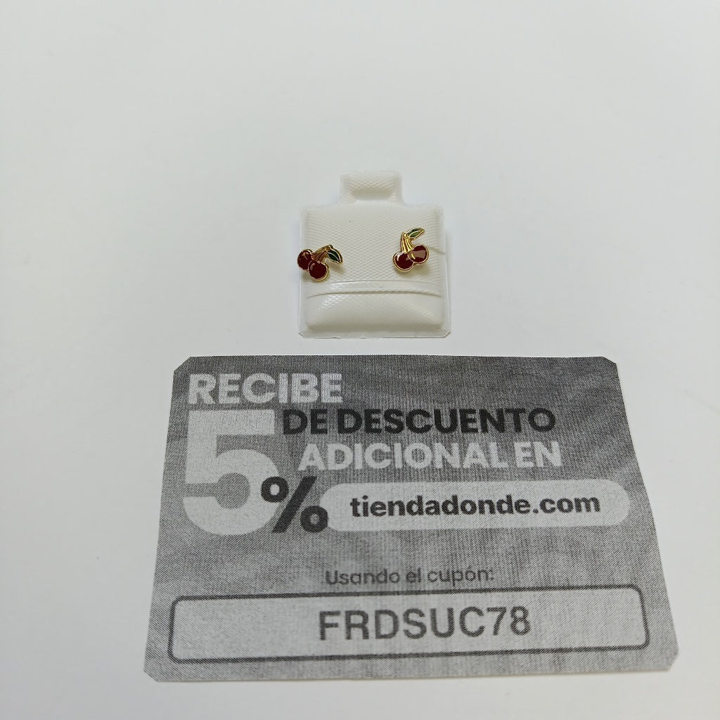 BROQUELES BROQUE FIG CEREZA C ESMALTE 14K 0.2203 GR (NUEVO)