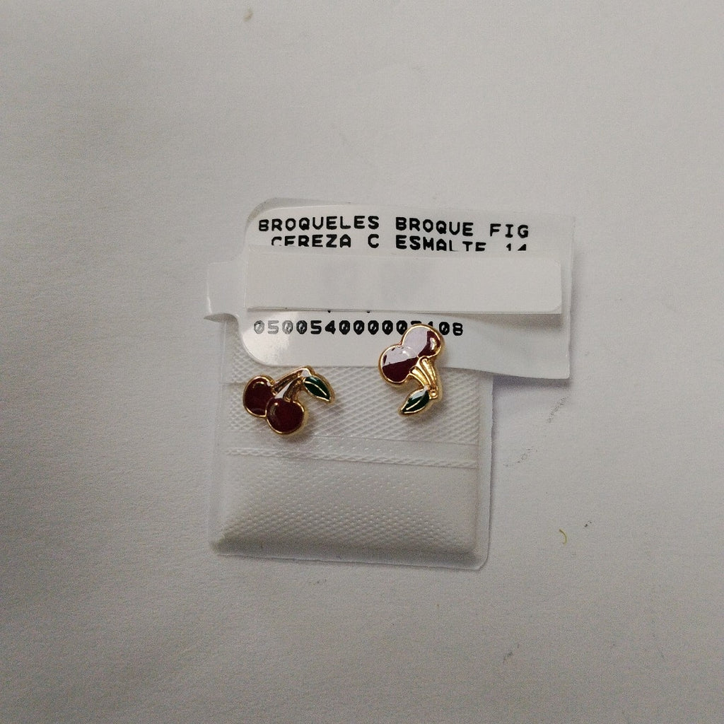 BROQUELES BROQUE FIG CEREZA C ESMALTE 14K 0.2203 GR (NUEVO)