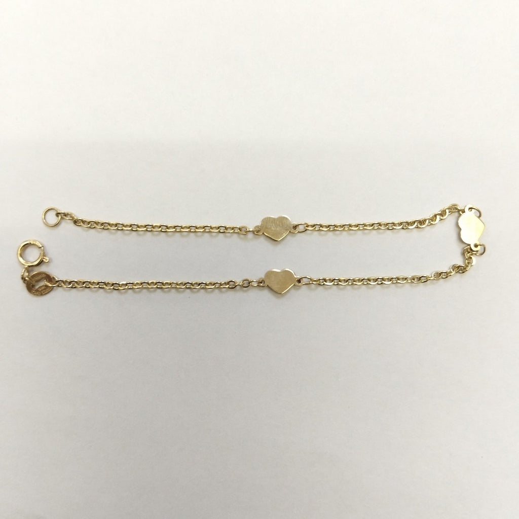 PULSERA TEJIDO ESPECIAL FIG CORAZONES 14K 18 CM 1.3 GR (NUEVO)