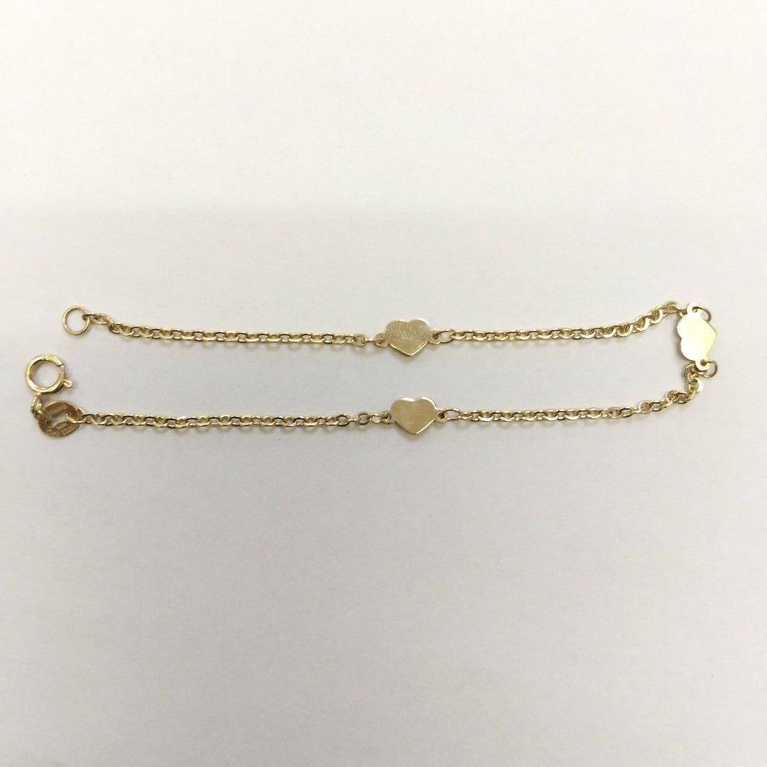 PULSERA TEJIDO ESPECIAL FIG CORAZONES 14K 18 CM 1.3 GR (NUEVO)