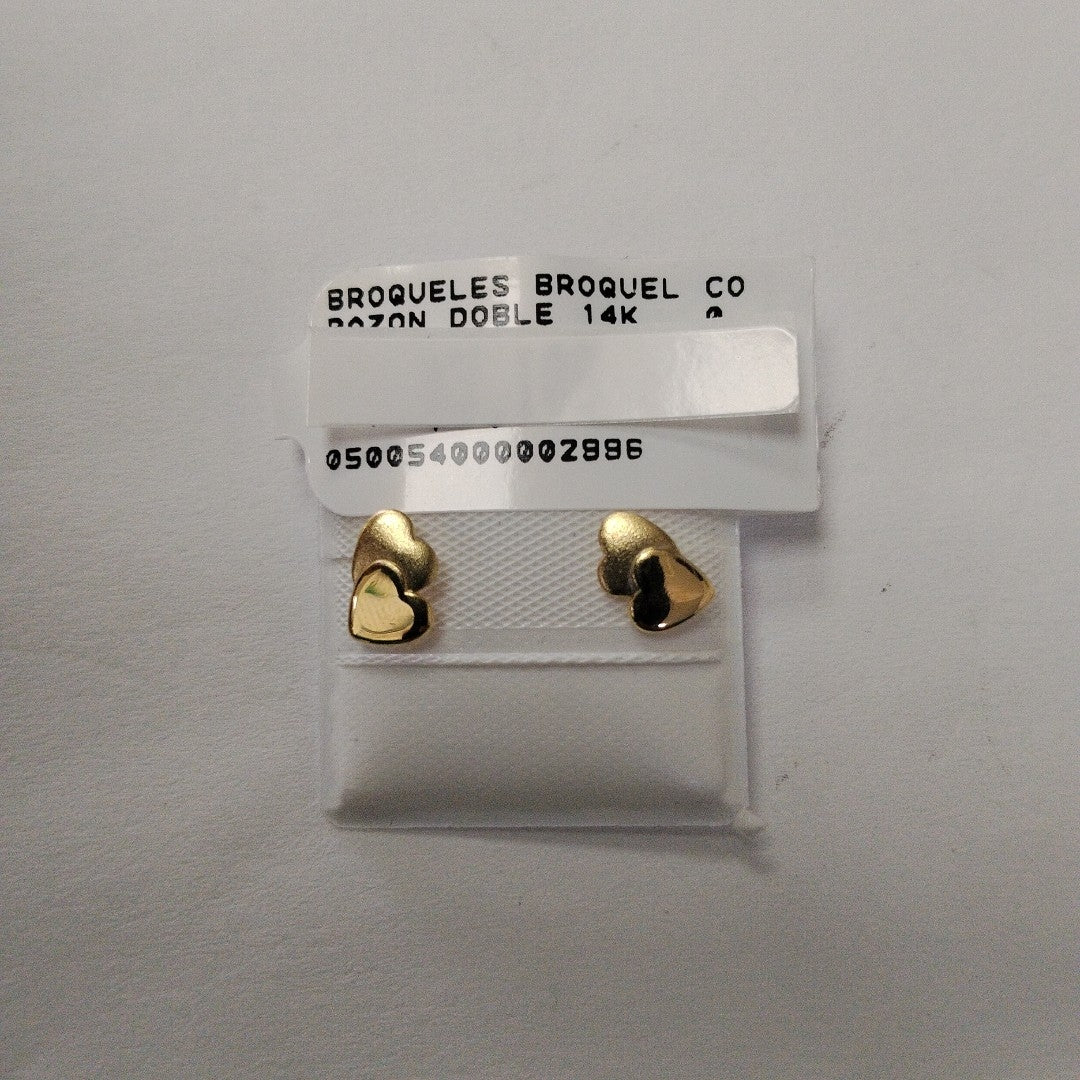 BROQUELES BROQUEL CORAZON DOBLE 14K 0.2171 GR (NUEVO)