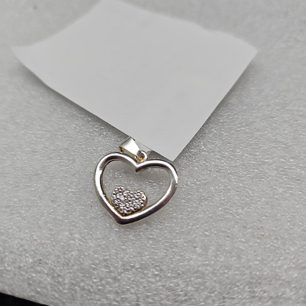 DIJE CORAZON C/CIRCONIAS PLATA .925 2.7 GR (NUEVO)