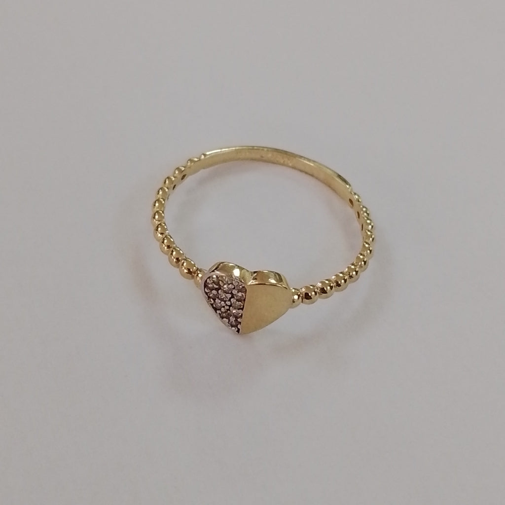 ANILLO ANILLITO FIG CORAZON C CIRCONIAS 14K 8 TALLA 1.7 GR (NUEVO)
