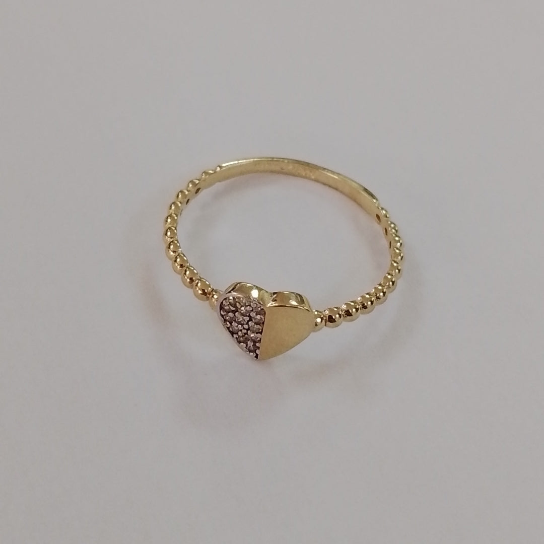 ANILLO ANILLITO FIG CORAZON C CIRCONIAS 14K 8 TALLA 1.7 GR (NUEVO)