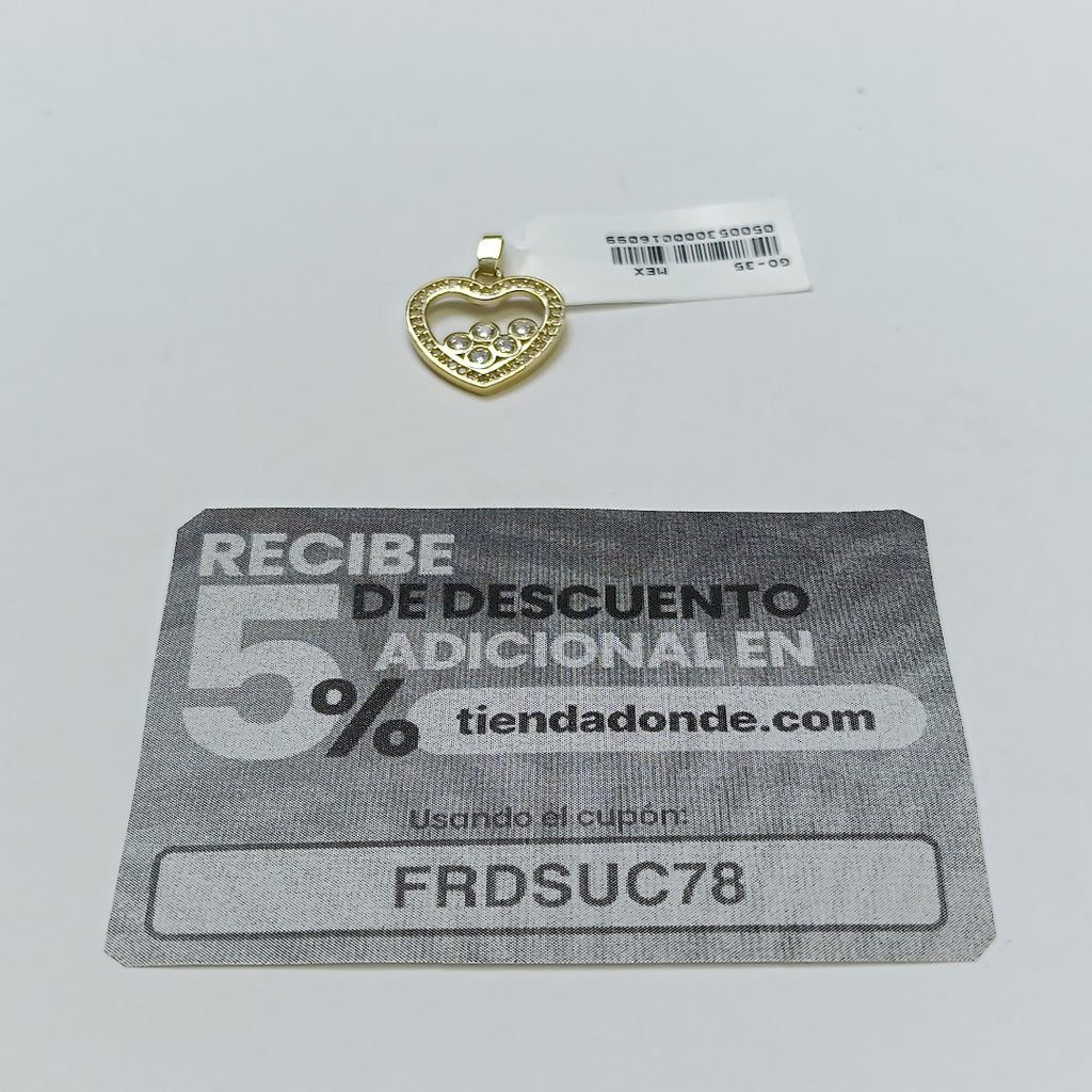 DIJE CORAZON CON CIRCONIAS 14K 1.7 GR (NUEVO)