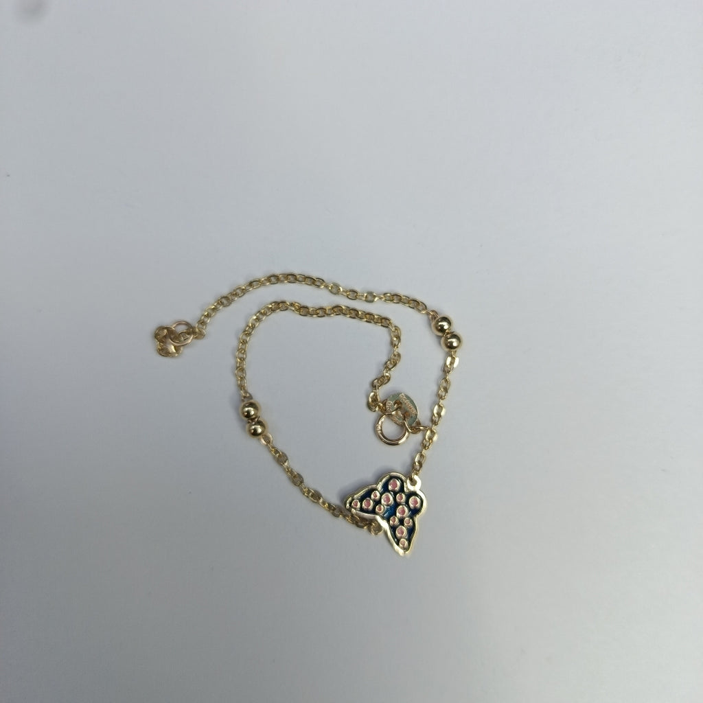 PULSERA TEJIDO ESPECIAL MARIPOSA CON ESMALTE 14K 18 CM 1.9 GR (NUEVO)