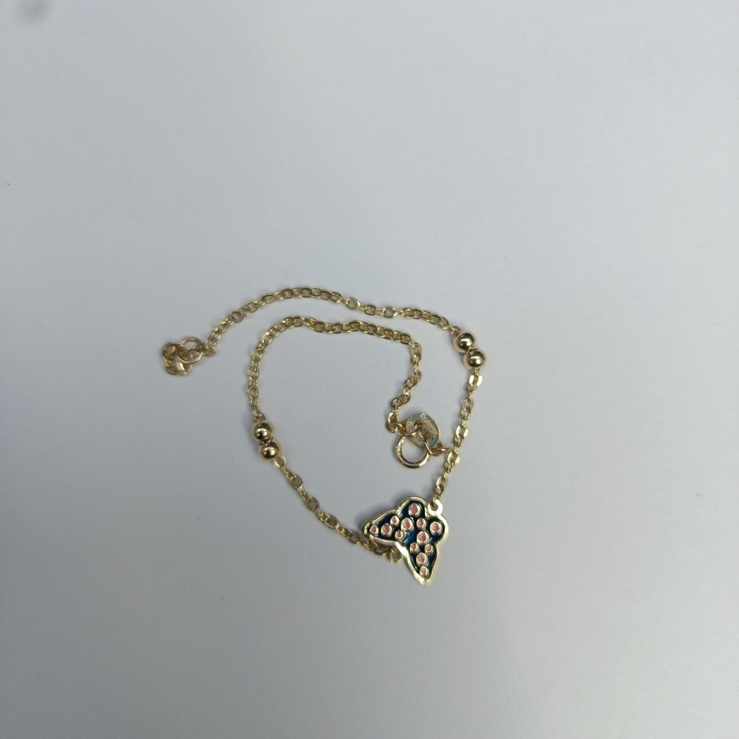 PULSERA TEJIDO ESPECIAL MARIPOSA CON ESMALTE 14K 18 CM 1.9 GR (NUEVO)