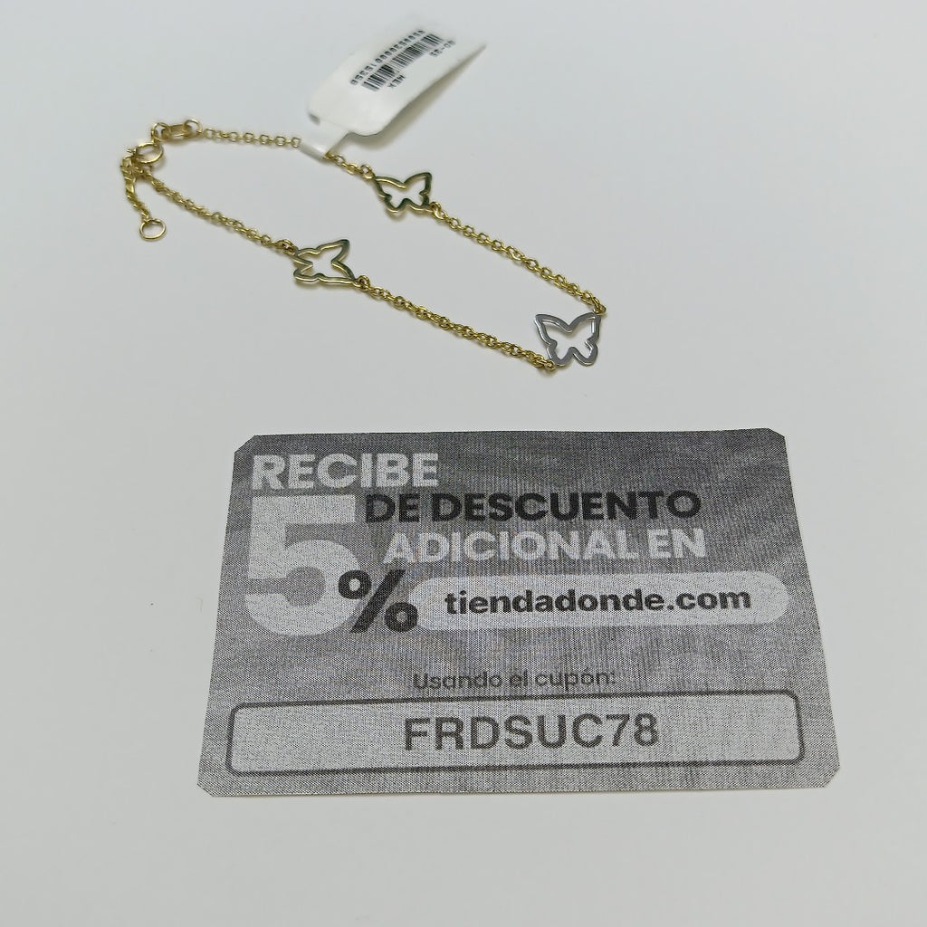 PULSERA ESPECIAL C MARIPOSAS 14K 18 CM 1.7 GR (NUEVO)