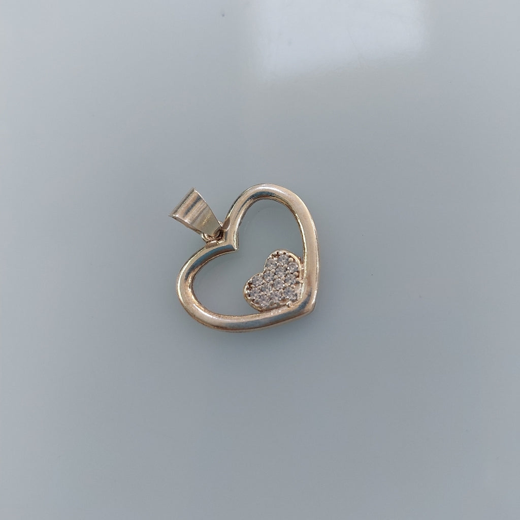 DIJE CORAZON C/CIRCONIAS PLATA .925 2.7 GR (NUEVO)