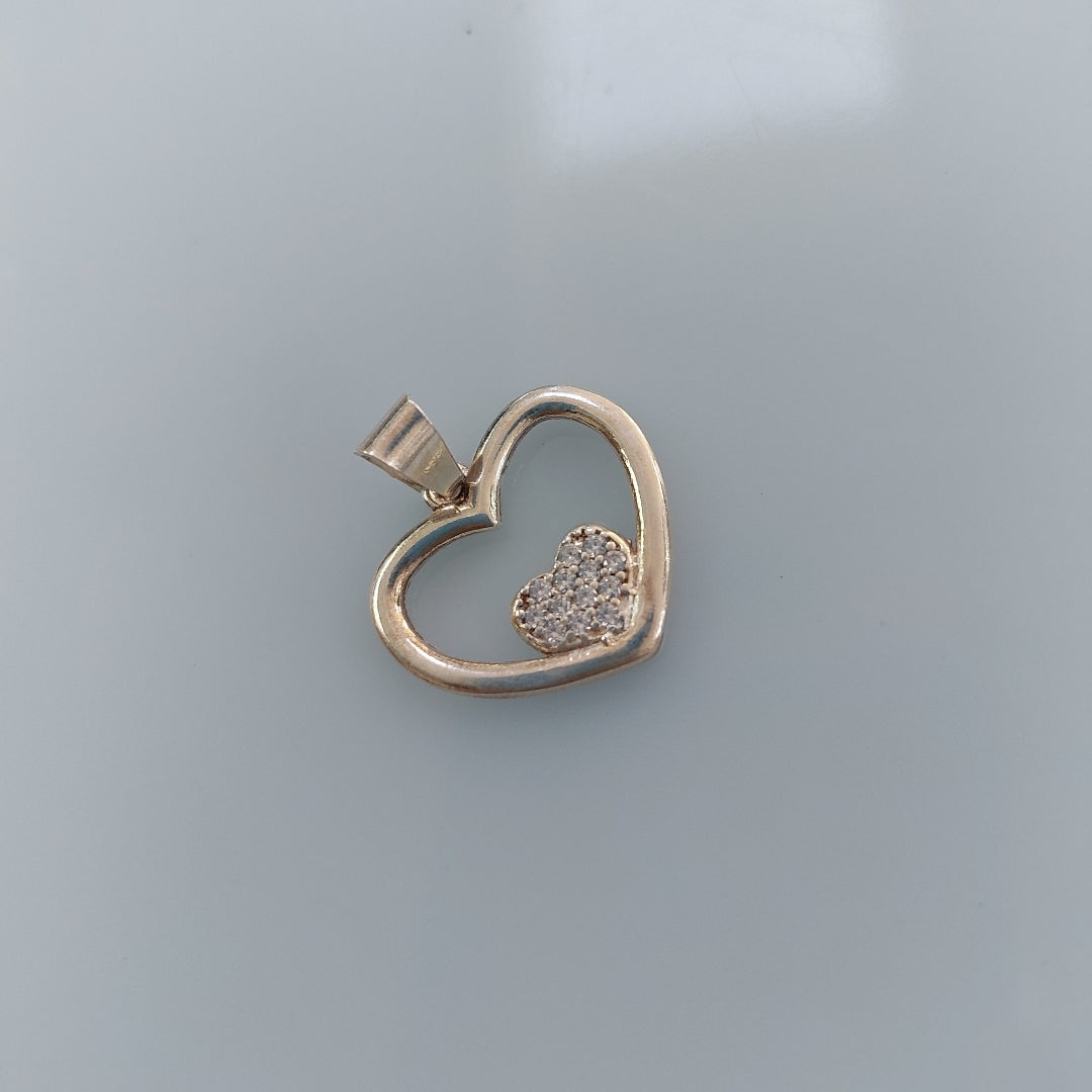 DIJE CORAZON C/CIRCONIAS PLATA .925 2.7 GR (NUEVO)
