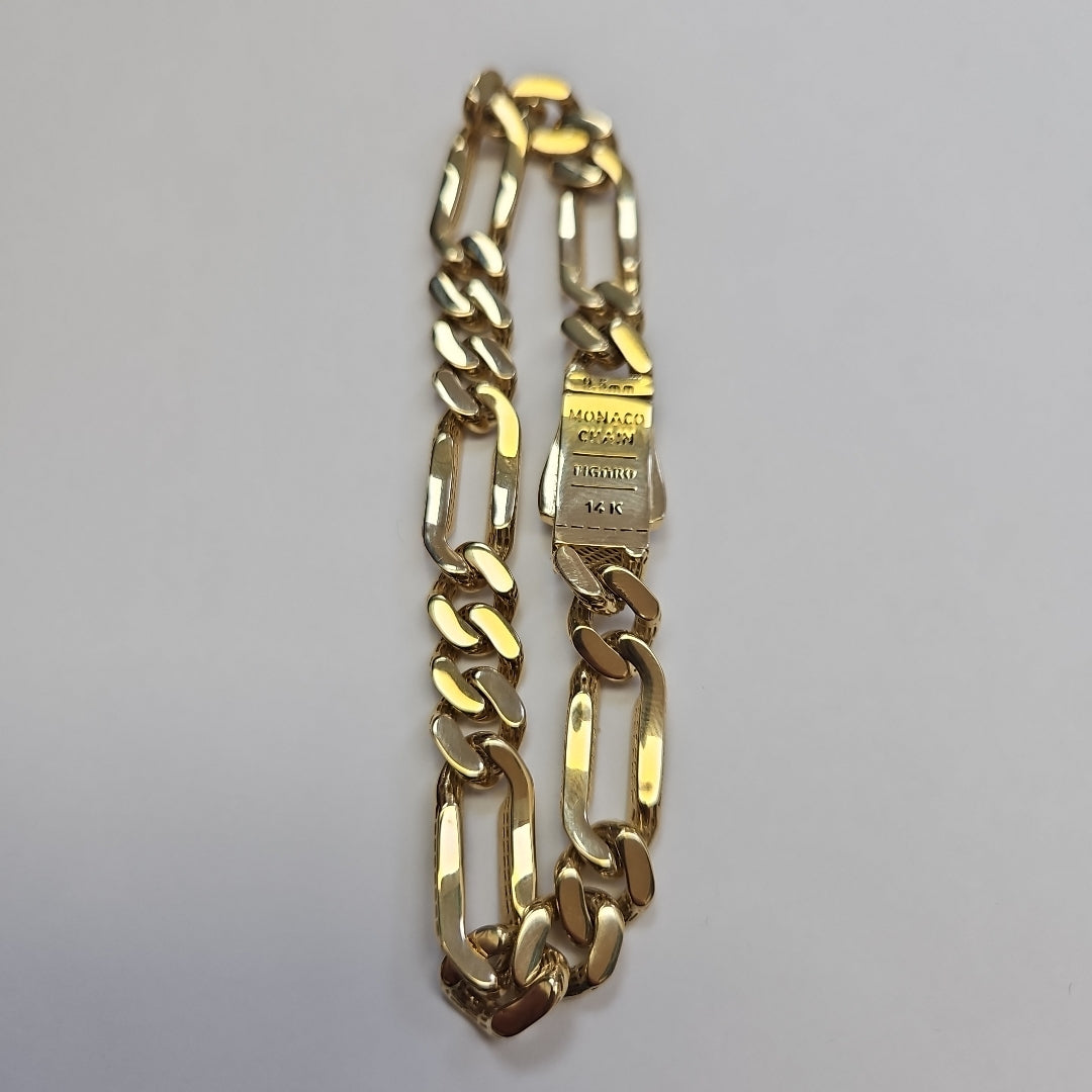 PULSERA CABALLERO MONACO ORO 14K 13.3 (NUEVO)