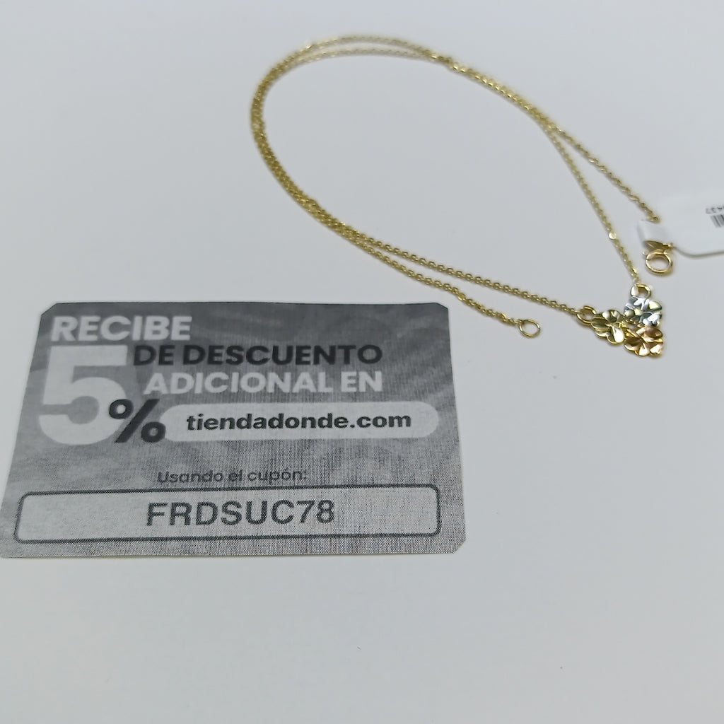 CADENA TEJIDO GARGANTILLA ESPECIAL C FLORES 14K 45 CM 2.9 GR (NUEVO)