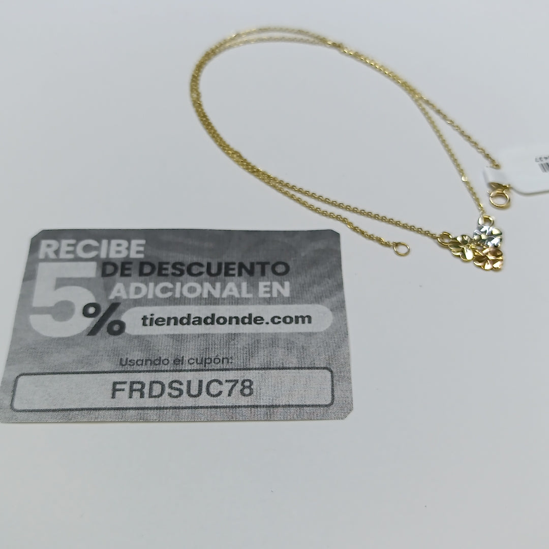 CADENA TEJIDO GARGANTILLA ESPECIAL C FLORES 14K 45 CM 2.9 GR (NUEVO)