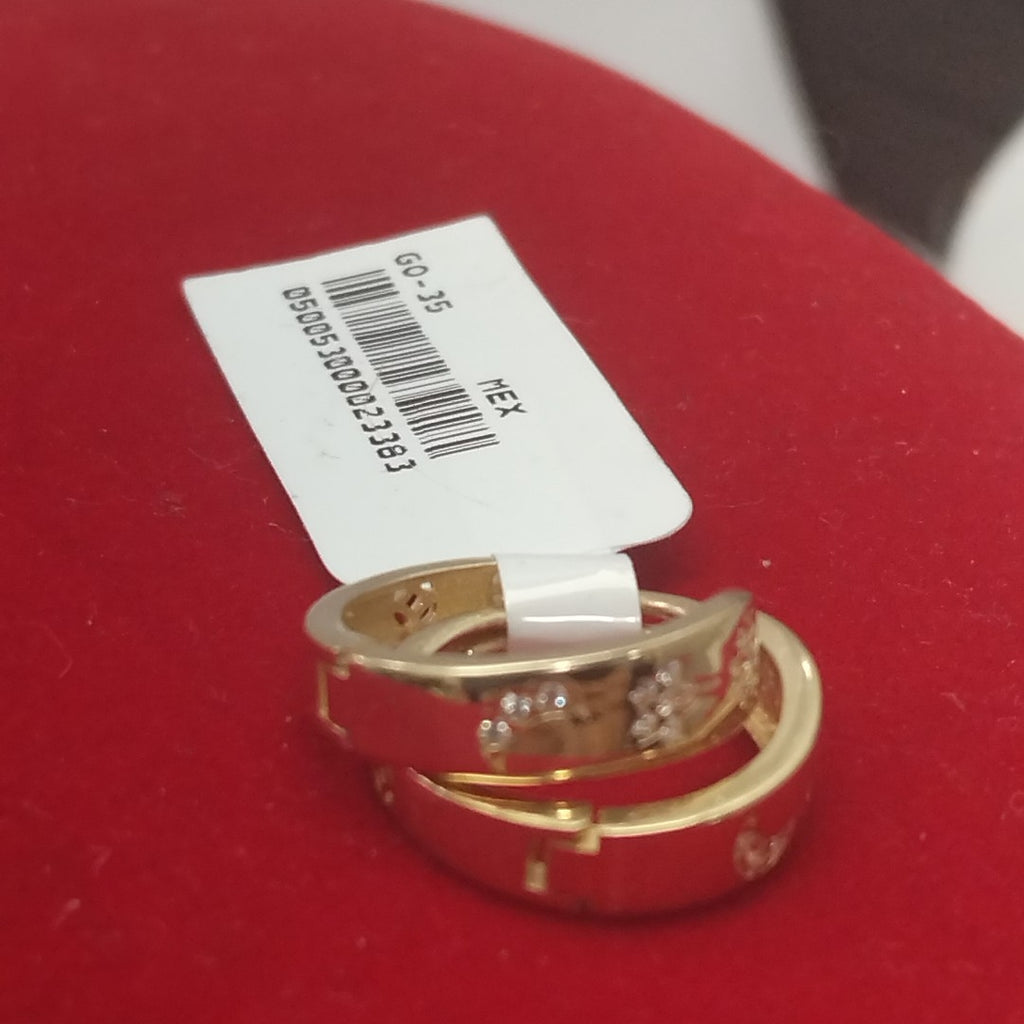 ARETES TEJIDO HUGGIES CON CIRCONIAS 14K 2.9 GR (NUEVO)