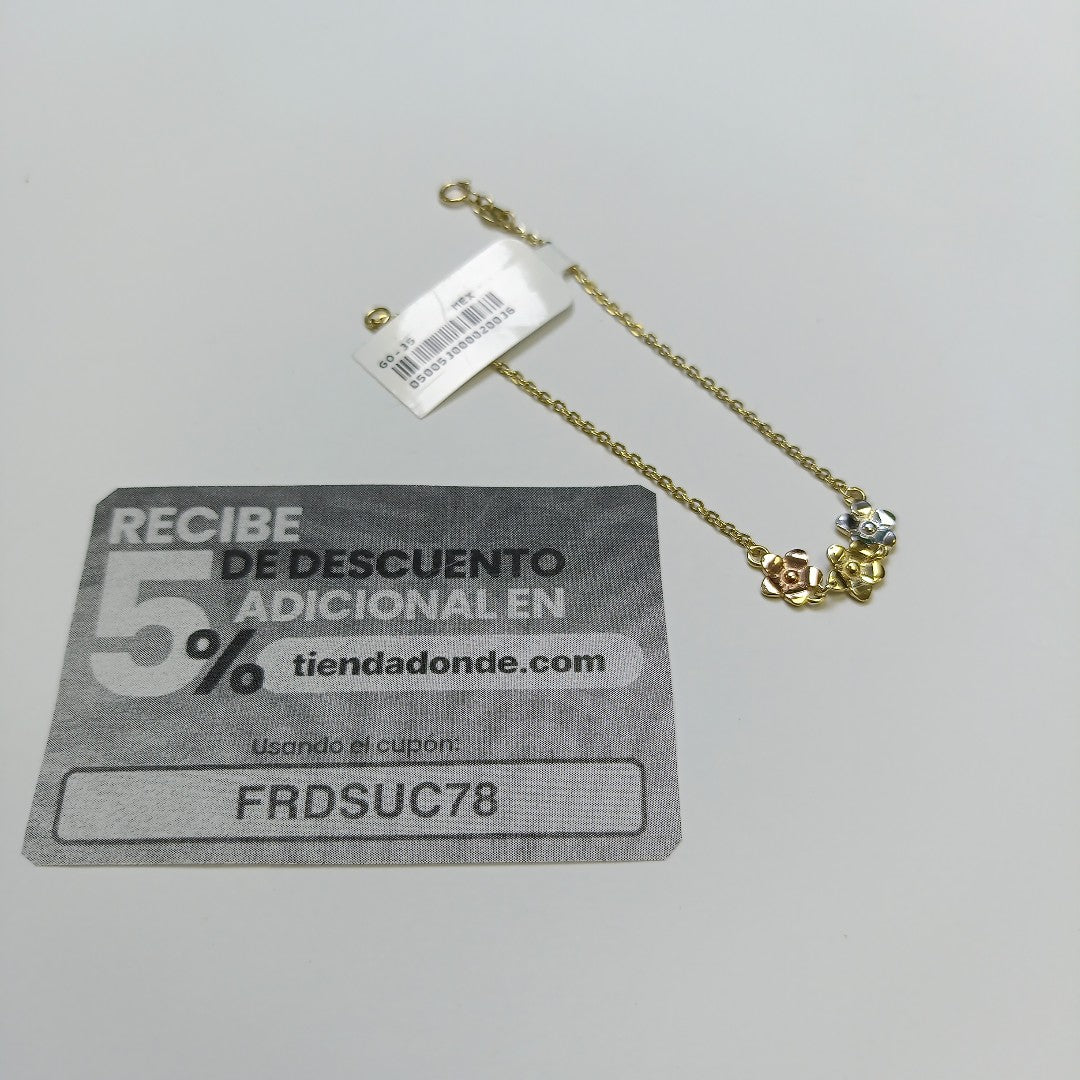 PULSERA TEJIDO ESPECIAL FIG FLORES 14K 18 CM 2.1 GR (NUEVO)