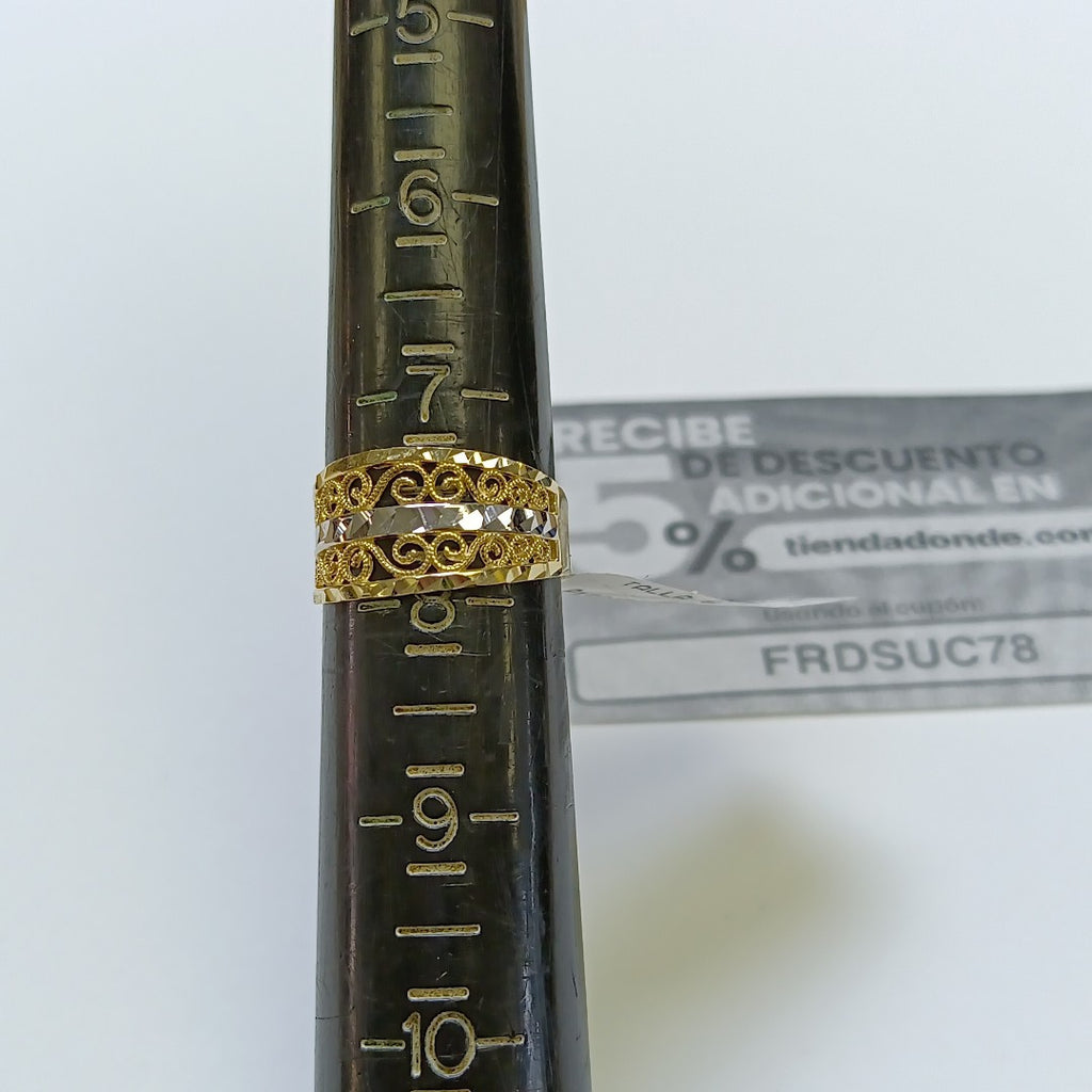 ANILLOS TIPO FILIGRANA COMBINADO 14K TALLA 8 2.8 GR (NUEVO)