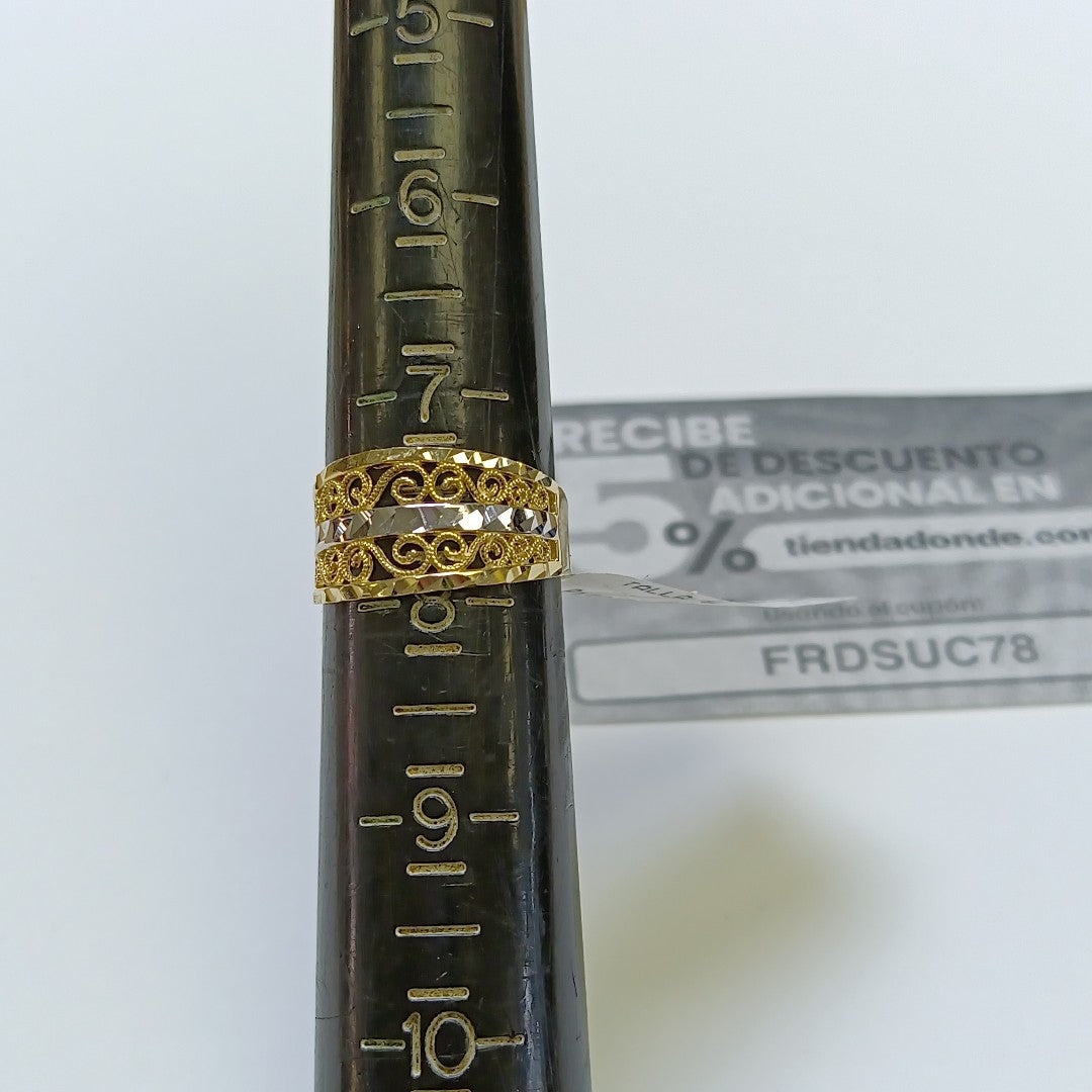 ANILLOS TIPO FILIGRANA COMBINADO 14K TALLA 8 2.8 GR (NUEVO)