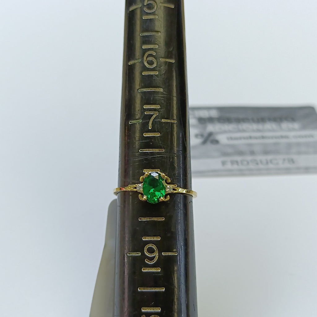 ANILLOS CON CIRCONIAS Y PIEDRA DE COLOR VERDE 14K TALLA 9 1.1 GR (NUEVO)