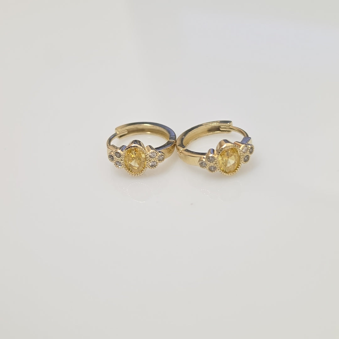 ARETES ARRACADAS CON CIRCONIAS Y PDRAS COL 14K 3.2 GR (NUEVO)