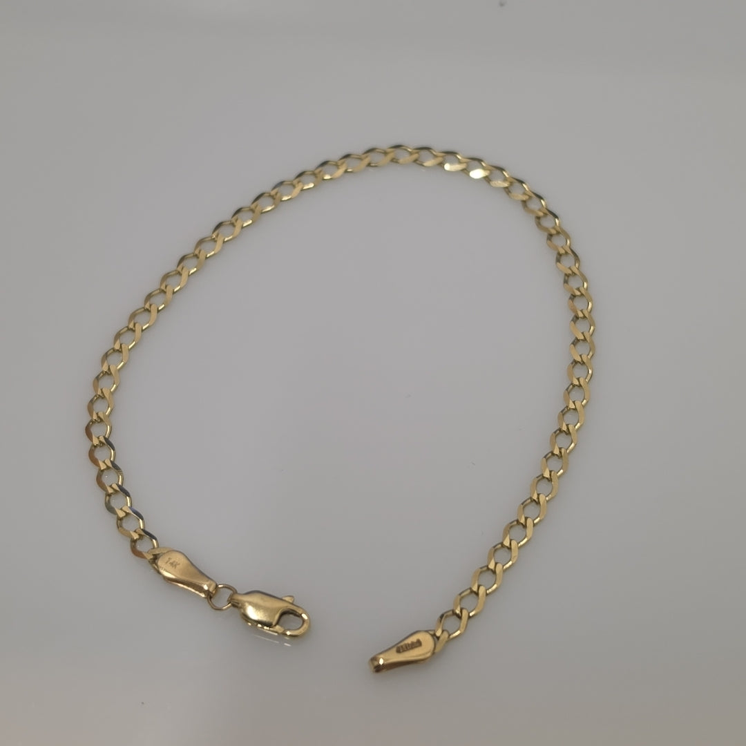 PULSERA TEJIDO BARBADA 14K 21 CM 3.8 GR (NUEVO)