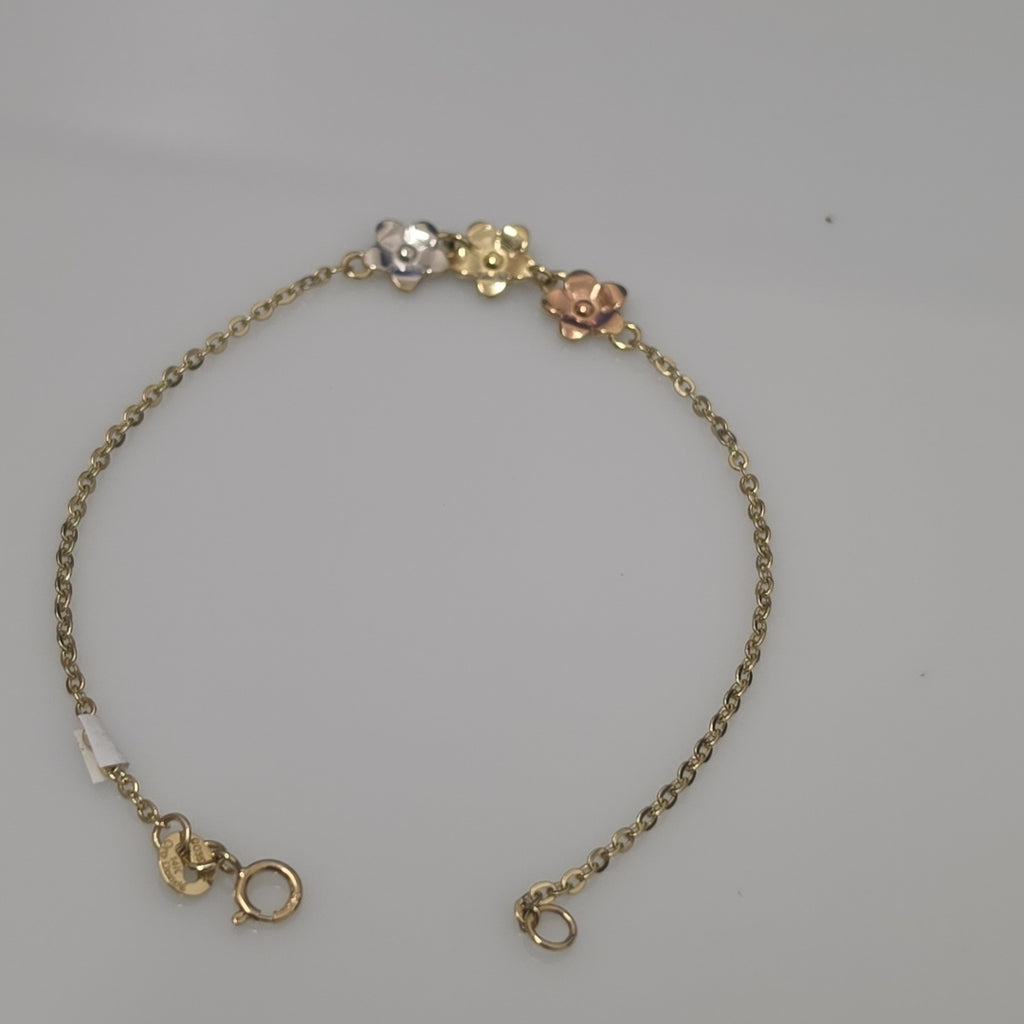 PULSERA TEJIDO ESPECIAL FIG FLORES 14K 18 CM 2 GR (NUEVO)