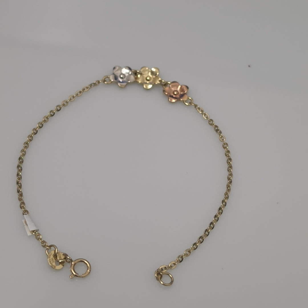 PULSERA TEJIDO ESPECIAL FIG FLORES 14K 18 CM 2 GR (NUEVO)